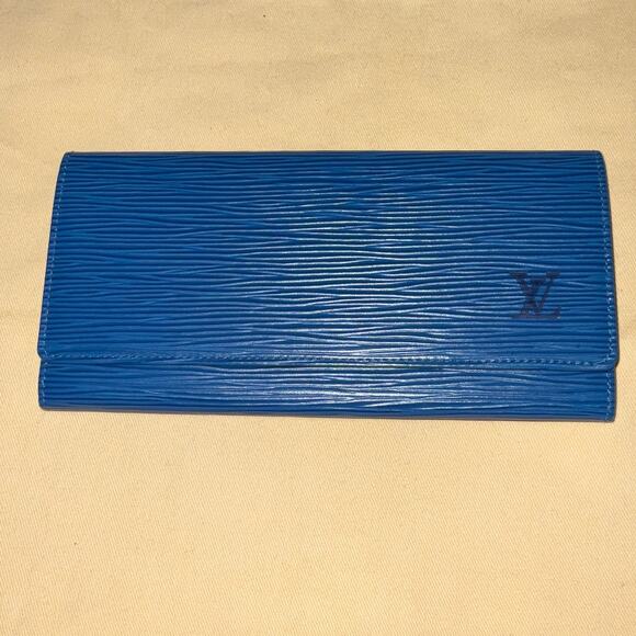 Louis Vuitton Epi Leather Blue Bi-fold Porte Monet Wallet With Dust bag Boxed - Picture 12 of 16